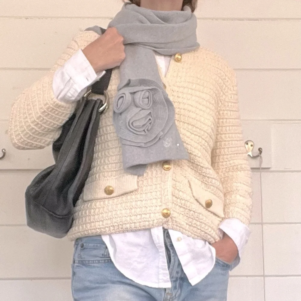 Zara Cream Cardigan Sweater - Cotton Blend Knit. Size L. - Picture 14 of 14